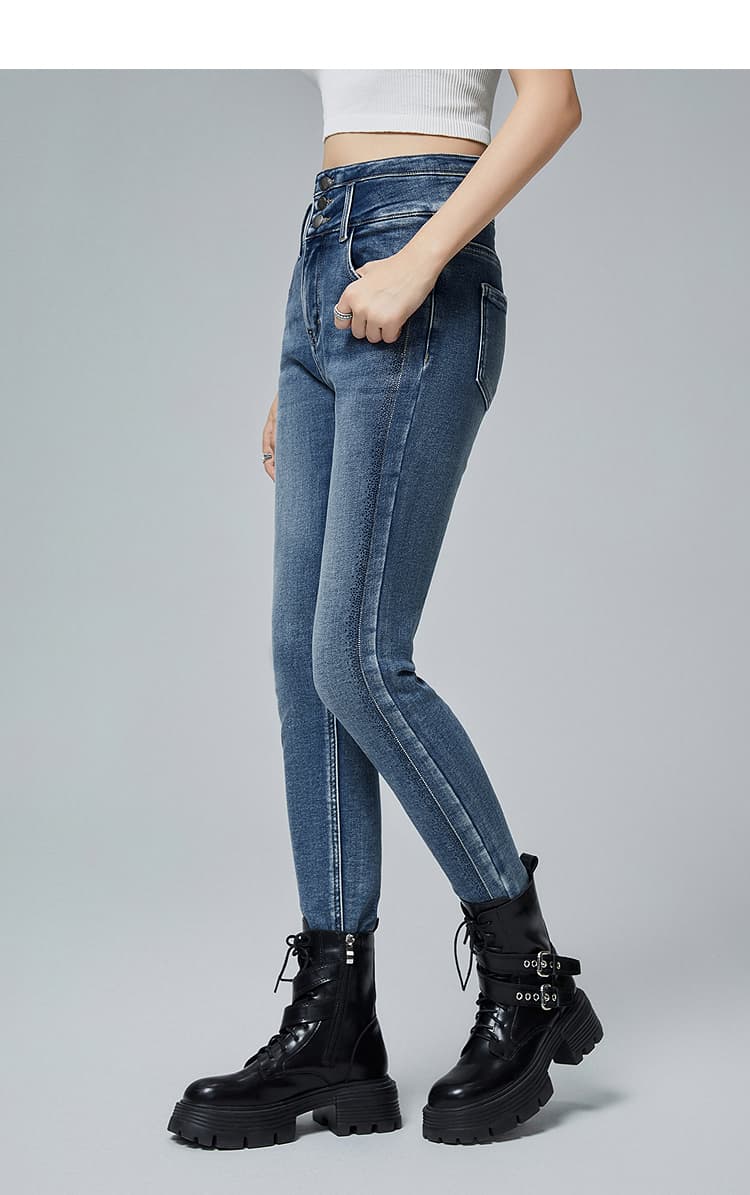 スキニーパンツ ハイウエストすっきりシルエットデニム