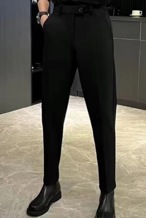 スキニーパンツ ハイウエスト細身テーパードパンツ
