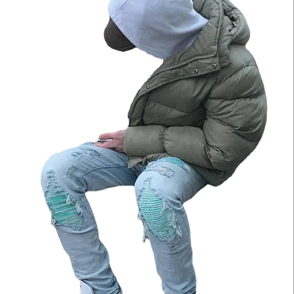 スキニーパンツ ダメージ加工スリムスキニーデニム