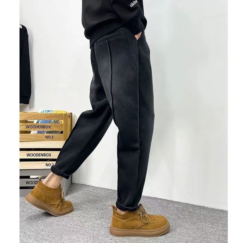 スキニーパンツ 裏起毛ストレートジョガーパンツ