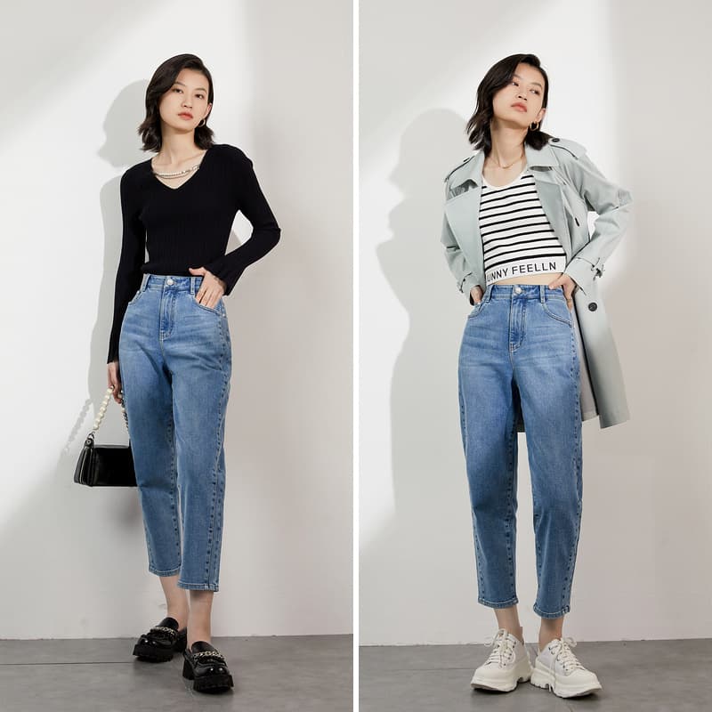 スキニーパンツ ゆったりストレートデニムパンツ
