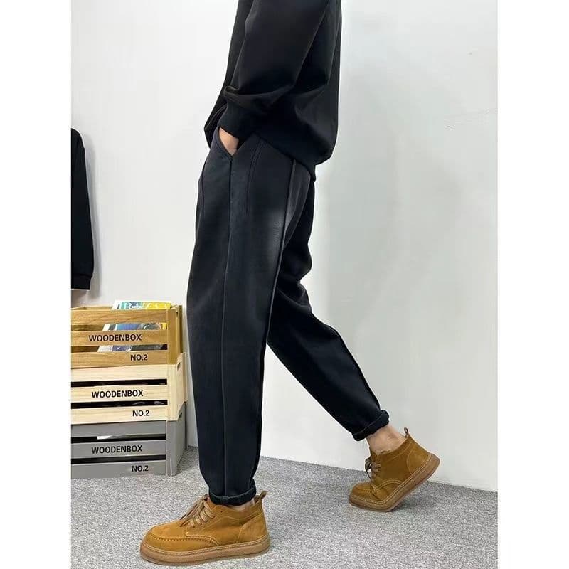 スキニーパンツ 裏起毛ストレートジョガーパンツ