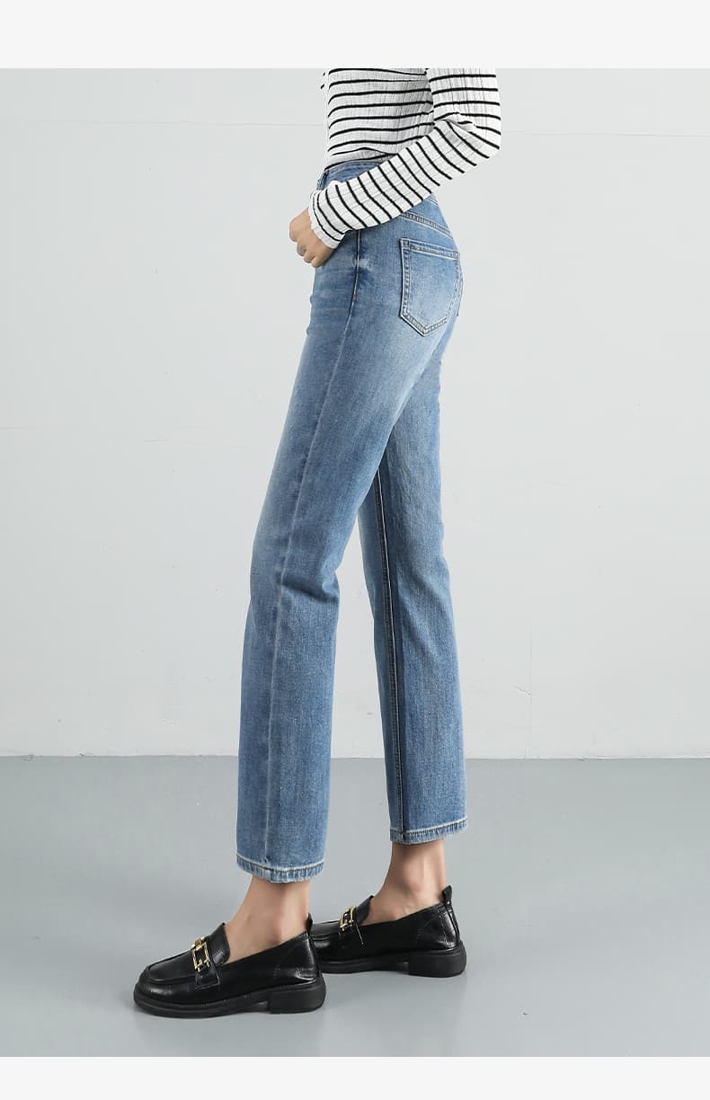 スキニーパンツ ハイウエストストレートデニムパンツ