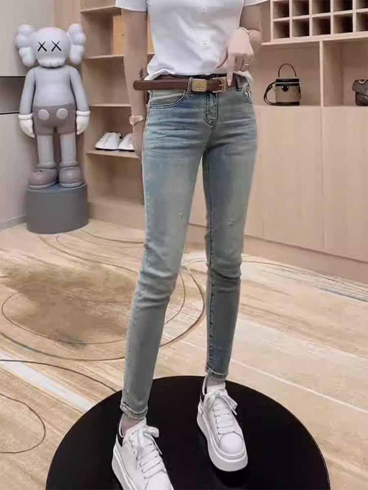 スキニーパンツ すっきり美脚細身デニムパンツ