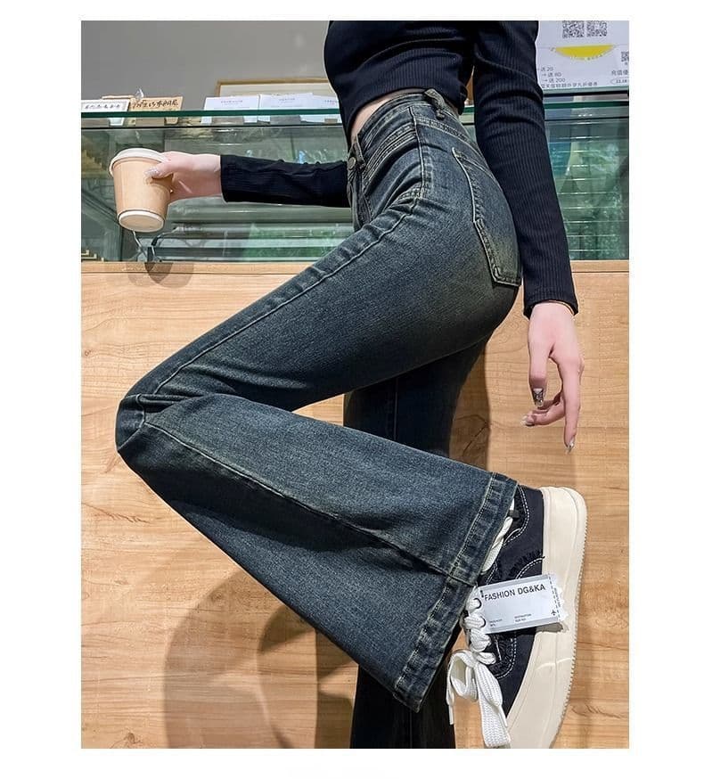 スキニーパンツ ハイウエストフレアデニムパンツ