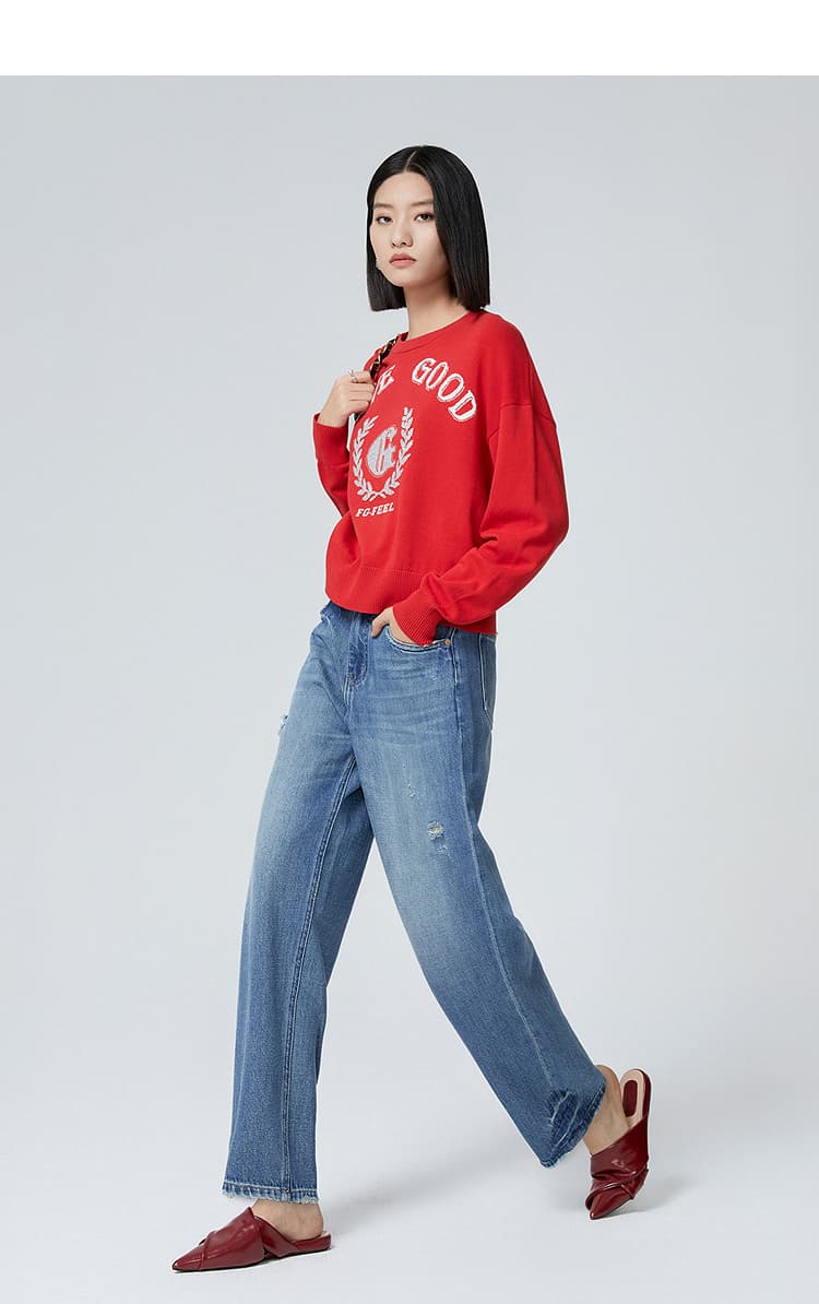 スキニーパンツ ゆったりストレートデニムパンツ
