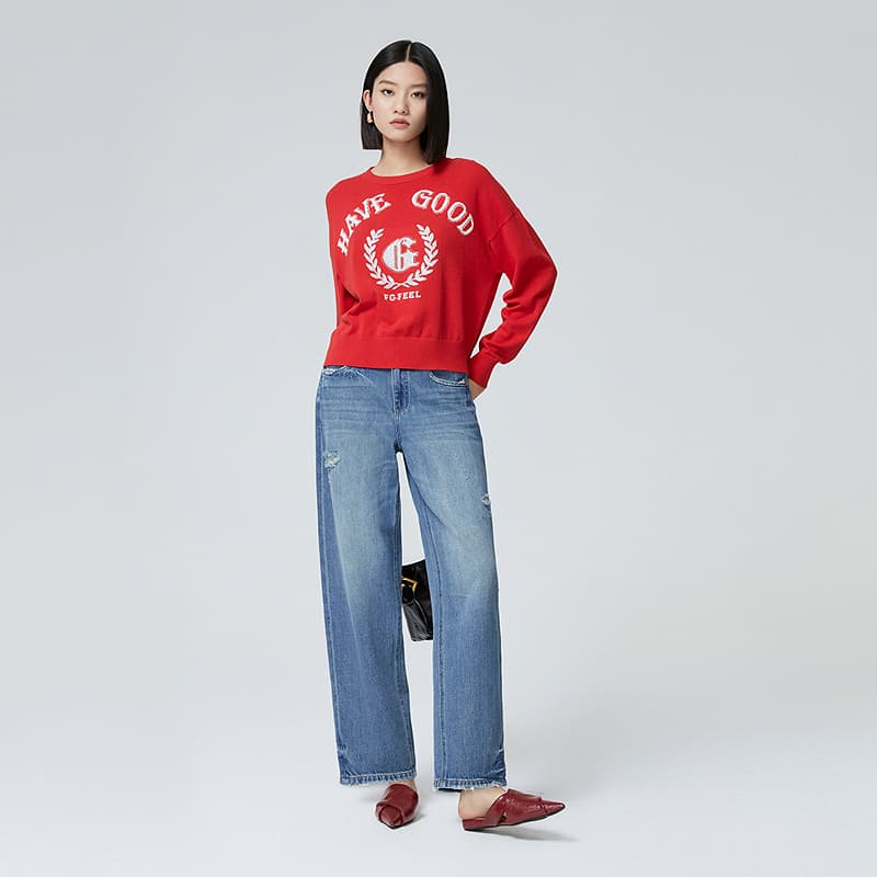 スキニーパンツ ゆったりストレートデニムパンツ