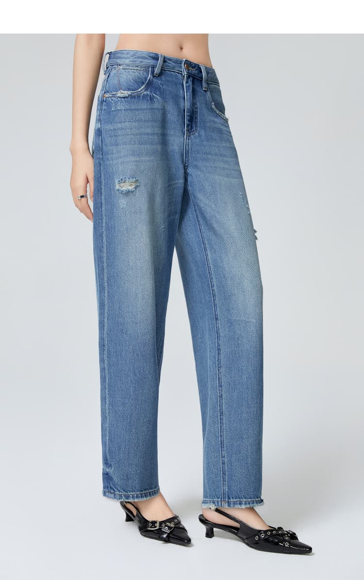 スキニーパンツ ゆったりストレートデニムパンツ