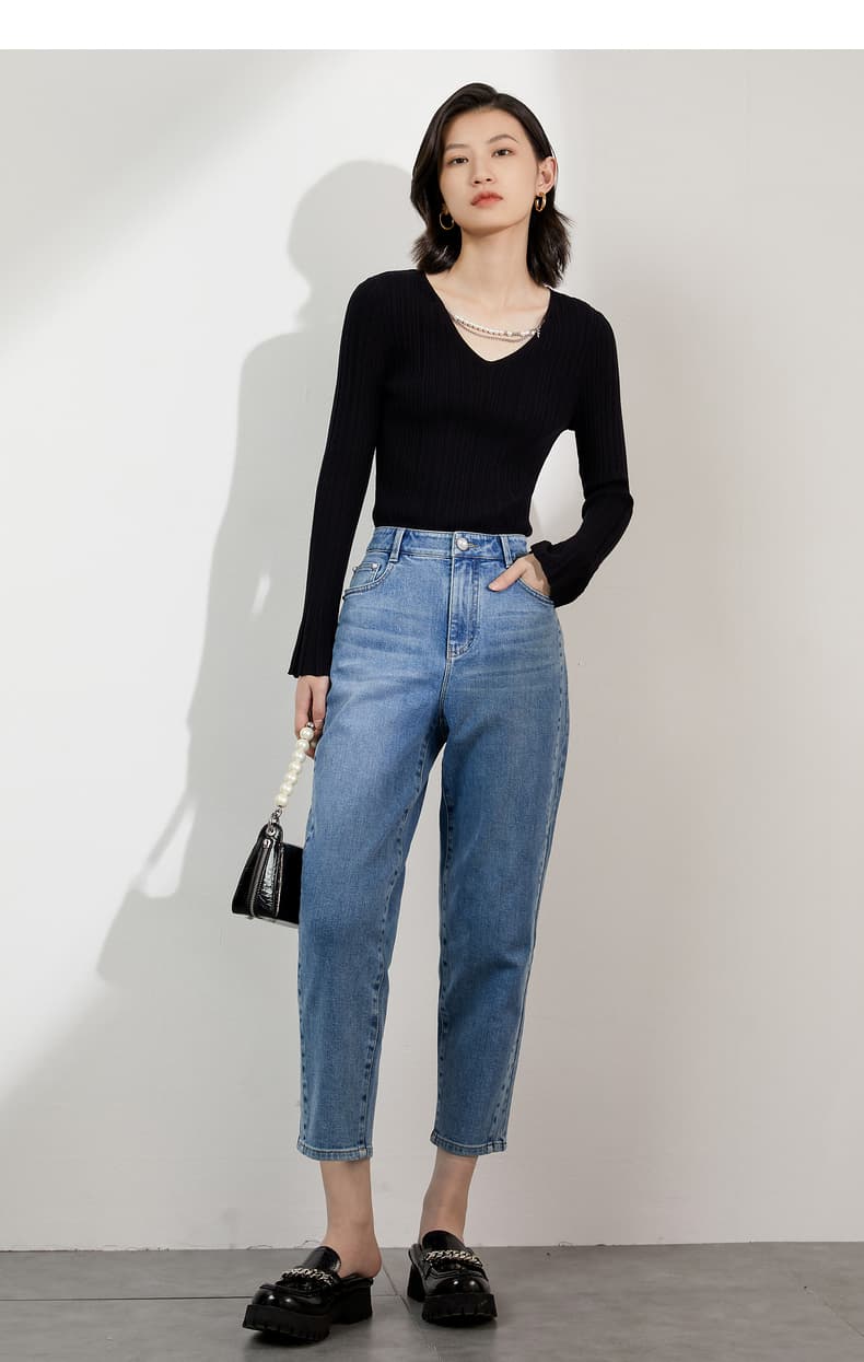 スキニーパンツ ゆったりストレートデニムパンツ