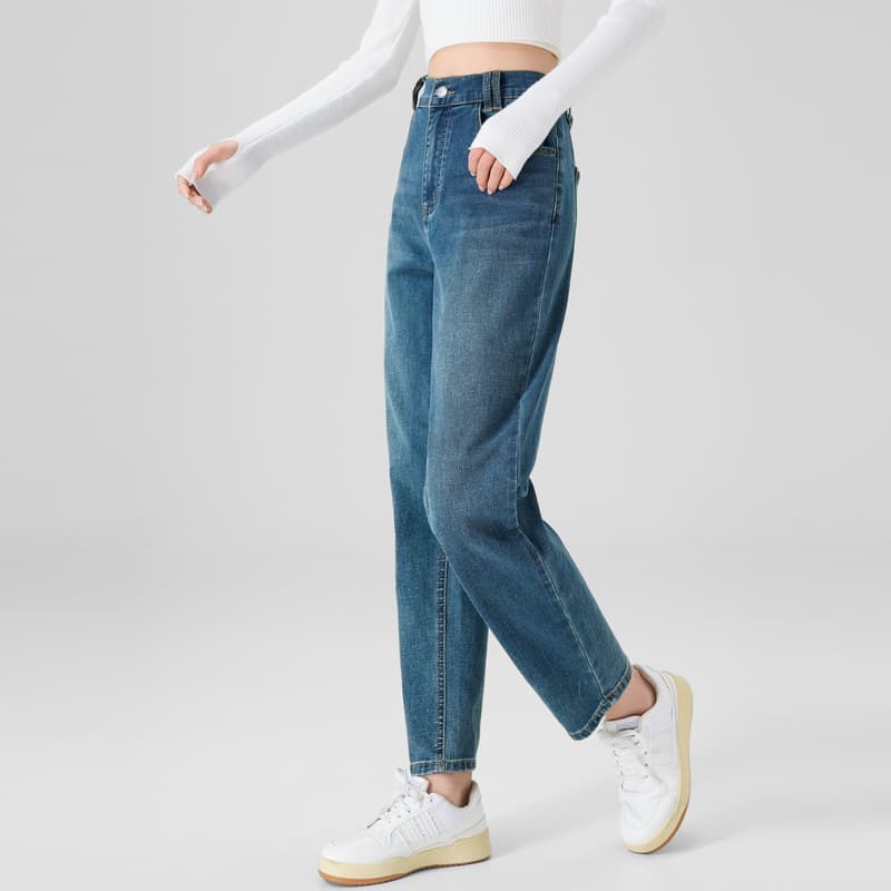 スキニーパンツ ハイウエストストレートデニムパンツ