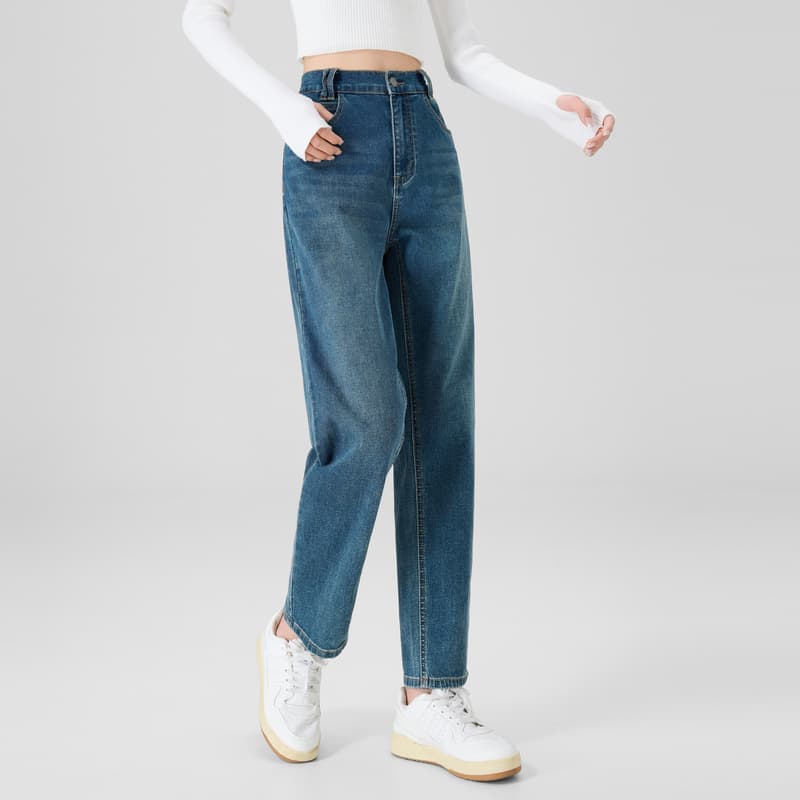 スキニーパンツ ハイウエストストレートデニムパンツ