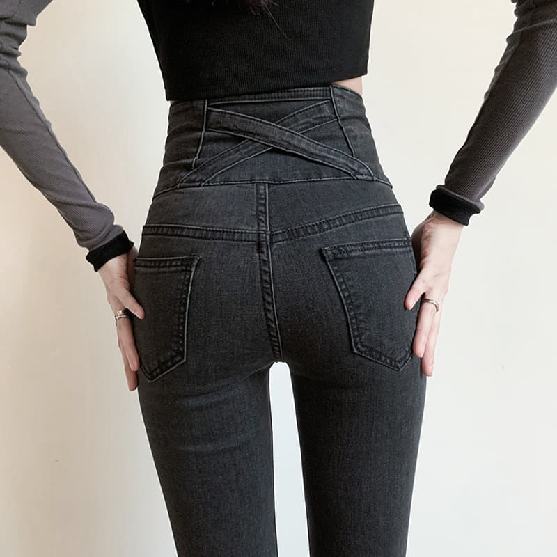 クロスデザイン ハイウエストスキニーパンツ